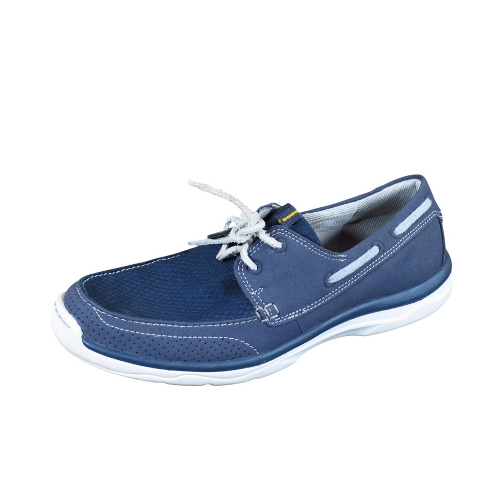 Clarks Marus Edge Mens Boat Shoe Size 10.5 W Walking Navy Blue Textile Mesh